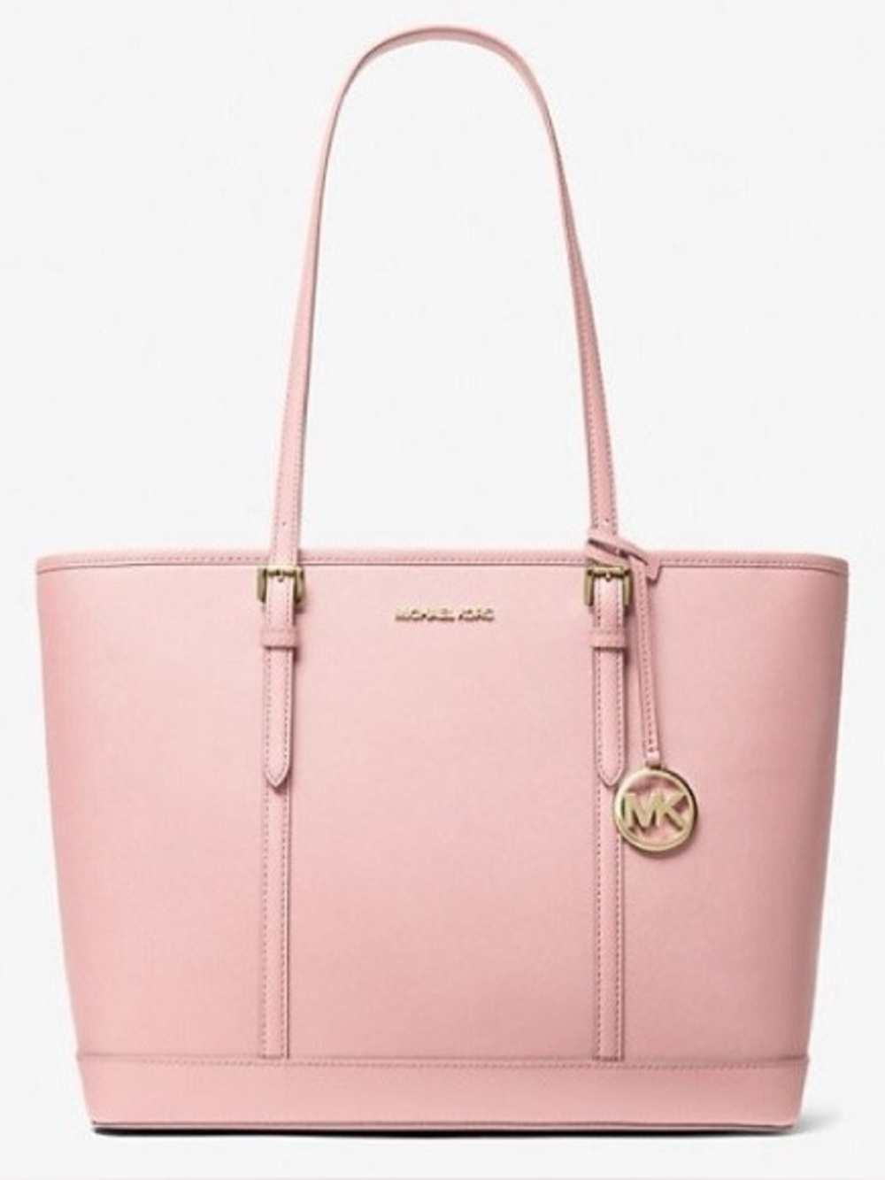 Michael Kors Blush Pink Leather Tote with Gold MK Charm
